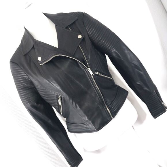 NWOT! BAR III! LUXE BLACK VEGAN LEATHER BIKER/MOTO INSPIRED CROPPED JACKET! SZ M - Picture 11 of 11